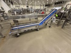 PORTABLE CLEATED INCLINE CONVEYOR, VARIABLE SPEED CONTROLLER, APPROX. 140 IN. L X 14 IN. W
