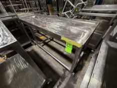 PORTABLE S/S TABLE ON CASTERS, APPROX. DIMS: 108 IN. X 30 IN. X 38 IN. LWH