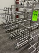 (9) STAINLESS STEEL HOLDING RACKS ON WHEELS