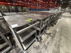 (1) PORTABLE S/S TABLES ON CASTERS, APPROX. DIMS: 48 IN. L X 25 IN. W X 44 IN. H