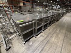 (11) PORTABLE S/S TABLES ON CASTERS