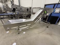 S/S PORTABLE CLEATED INCLINE CONVEYOR, APPROX. DIMS 15 IN. W