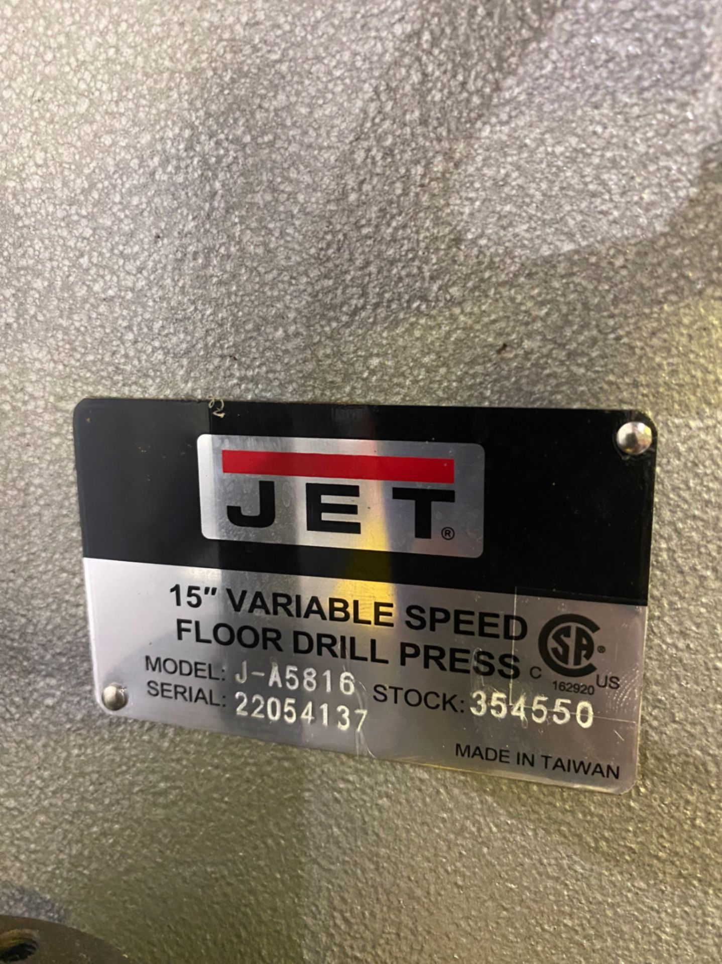JET 15 VARIABLE SPEED FLOOR DRILL PRESS - Image 2 of 4