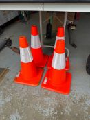 (4) ORANGE SAFETY CONES