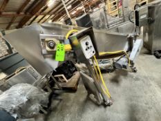 DEAMCO CLEATED BELT INCLINE CONVEYOR, APPROX. 80 IN. L X 14 IN. W, APPROX. 1/2 IN. CLEATS (Loading