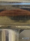 INCLINE CONVEYOR, APPROX. 144 IN. L X 7 IN. W, CARRIES PRODUCT APPROX. 92 IN. H TO DROP INTO