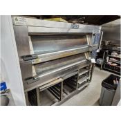 Polin Twin Deck Electric Oven with Mobile 3-Section, 6-Tier Tray Rack Stand (Machine #5328) (Lift