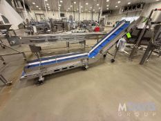 PORTABLE CLEATED INCLINE CONVEYOR, VARIABLE SPEED CONTROLLER, APPROX. 140 IN. L X 14 IN. W (