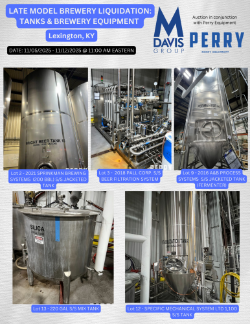 LATE MODEL BREWERY LIQUIDATION: TANKS & BREWERY EQUIPMENT AUCTION - LEXINGTON, KY