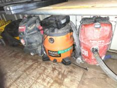 4 Shop Vacs and Mop Buckets