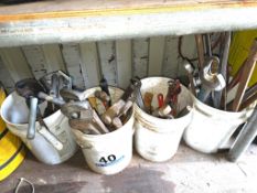4 Buckets Pipe Cutters, Wrenches, Hand Tools
