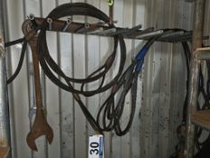 Lot Large Wire Rope Slngs and Wrench