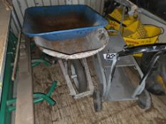Lot Wheel Barrow, Mortar Pan and Cart