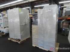 (2) Skids of Shelves & 2-Door Steel Cabinets