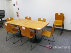 (2) Cafeteria Style Tables w/ (11) Wood Chairs