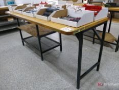 (2) Metal Frame Wood Top Work Benches