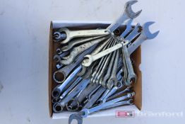 Box Lot of Wrenches, Various Manufacturers & Sizes
