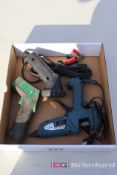 Box Lot of BluSmart Glue Gun, Commercial Electric Temp Gun, UV Miniature Flashlight