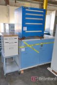 (1) Lista Two Door Metal Storage Cabinet, (1) Stanley 5-Drawer Small Parts Cabinet / Tool Box