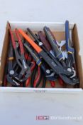 Box Lot of Vise Grip & Misc Adjustable Wrenches & Cutters