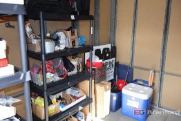 (2) 5-Tier Plastic Shelving Units w/ Contents