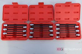 (3) Tektron Torx, Metric & Standard Long Socket Allens