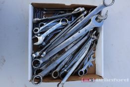 Box Lot of Wrenches, Various Manufacturers & Sizes