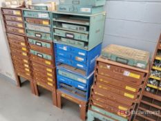 Lot of (11) 4-Drawer Small Parts Bins w/ Contents to Include: Self Tapping Screws, External E-Type