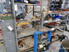 (1) Heavy Duty Steel Shelving, (1) Medium Duty steel Shelving, (1) Wire Rack w/ Contents to Include: