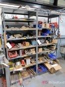 Lot of (2) Medium Duty Shelving Units w/ Contents to Include: Porta Band Blades, Flashlights,