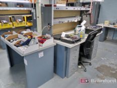 8-Drawer Heavy Duty Work Bench w/ ESD Mat, (2) Power Strip Overhead Shelves w/ Lights, Steel Base