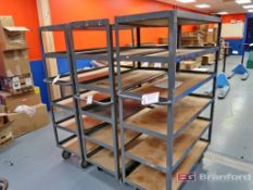 Lot of (3) Heavy Duty Steel Framed Castered Shelving Units