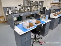 7-Drawer Workbench w/ Overhead Power Strip Shelf, Magnifying Light, (8) Small Parts Bins