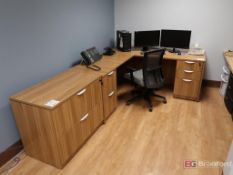 Desk w/ Left Return, Matching 2-Drawer Horizontal File Cabinet, Dell Vostro Core I3 Computer, (2)