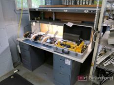 7-Drawer Heavy Duty Work Bench w/ Dual Power Strip Overhead Shelves, ESD Mat