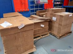 Lot of (7) Pallets of Various Sized Boxes, (1) Shelf of Corrugated Boxes