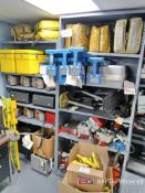 Lot of (6) Medium Duty Shelving Racks w/ Contents to Include: Fujikura Arc Splicer Parts, Exfos