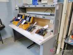 Heavy Duty Steel Frame Work Bench w/ (2) Overhead Power Strip Shelves