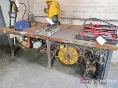 Approx. 8' Butcher Block Top Workbench w/ Coiler, Cables