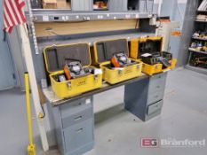 7-Drawer Heavy Duty Work Bench w/ ESD Mat, (2) Power Strip Overhead Shelves w/ Lights