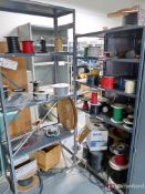 (2) Medium Duty Shelving Units w/ Wire, (3) Wire Racks w/ Wire & Heat Sync Tubing