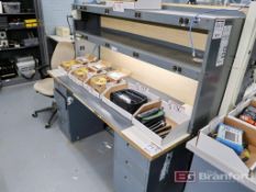 7-Drawer Heavy Duty Work Bench w/ ESD Mat, (2) Power Strip Overhead Shelves w/ Lights