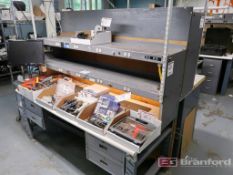 Heavy Duty Workbench w/ Dual Overhead Power Strip Shelving, Under Shelf Light, Computer Monitor