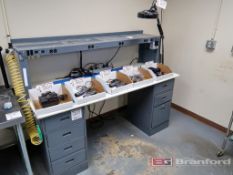 7-Drawer Workbench w/ Overhead Power Strip Shelf, ESD Mat