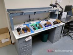 8-Drawer Workbench w/ Overhead Power Strip Shelf, ESD Mat