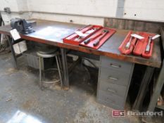 Approx. 8' Heavy Duty 4-Drawer Butcher Block Top Workbench w/ Wilton 6