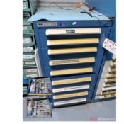 Stanley Vidmar 9-Drawer Heavy Duty Storage Cabinet w/ Contents Incl Metrotech Parts, Relays,