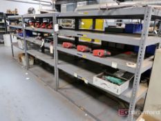 (3) Sections of Medium Duty Racking w/ Contents to Include Chain Saw Parts, Crimper Parts