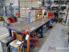 Approx. 18' Heavy Duty Steel Topped Workbench w/ Central Pegboard, (1) 6