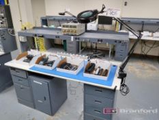 7-Drawer Single Door Heavy Duty Workbench w/ Overhead Power Strip Shelf, Magnifying Light